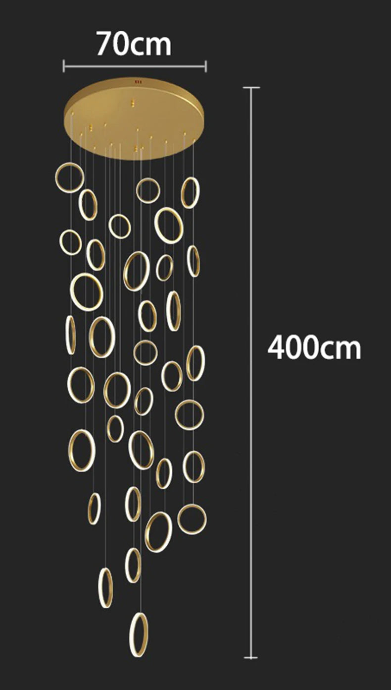Modern Long Spiral Chandelier - Grand Staircase Pendant Lamp for High Ceilings