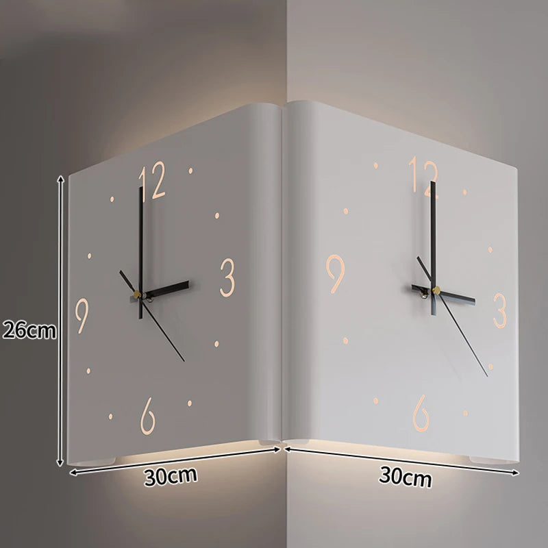 LED Corner Wall Clock Double Sided Silent Walls Clocks Modern Simple Digital Wall Lamp Creative Night Light Home Decoration