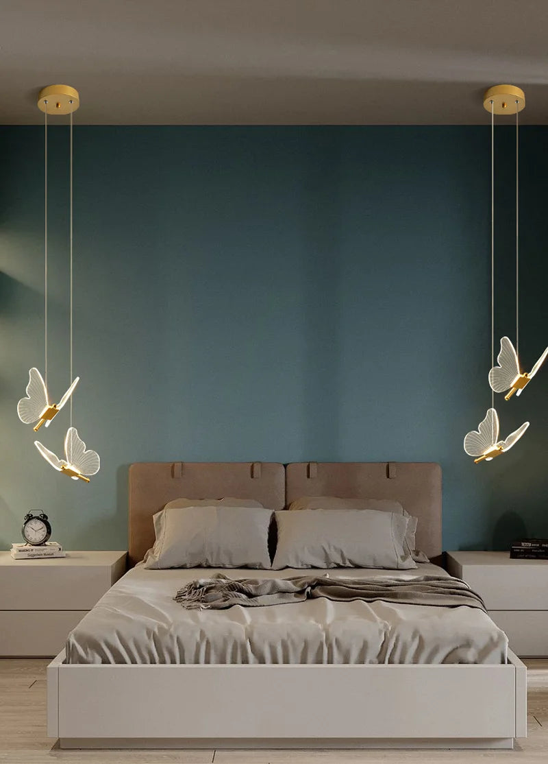 LED Pendant Light Fixture Butterfly Hanging Lamps For Ceiling Kitchen Bedside Living Room Decor Pendant Lamp