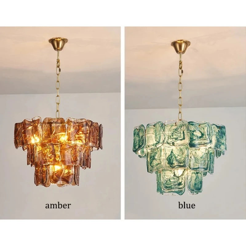 Luxury Murano Glass Ceiling Chandelier Pendant Light - Handcrafted Modern Hanging Lamp Fixture for Dining Room, Living Room & Home Interior Decor