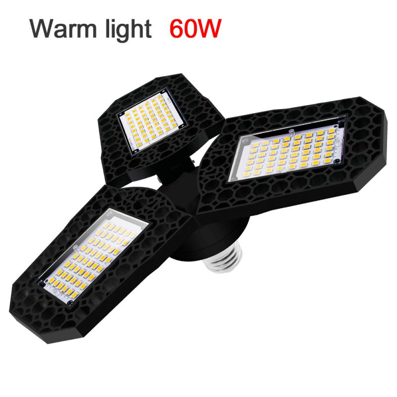 Deformable Bulb Industrial Lighting 3 Panels Ceiling Light 3000k/6000k Adjustable 40/60/80w Led Garage Light Workshop Lighting