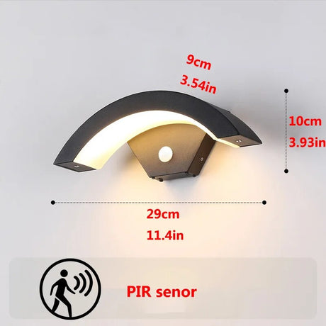 Black Modern waterproof outdoor wall lamp PIR motion sensor wall light 18W 24W Garden porch frontdoor black aluminum lamp body
