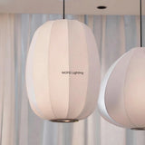 Japanese Wabi-Sabi Silk White E27 Ceiling Pendant Light - Nordic Art Fabric Chandelier Hanging Lamp Fixture for Living Room, Dining Area & Bedroom Decor