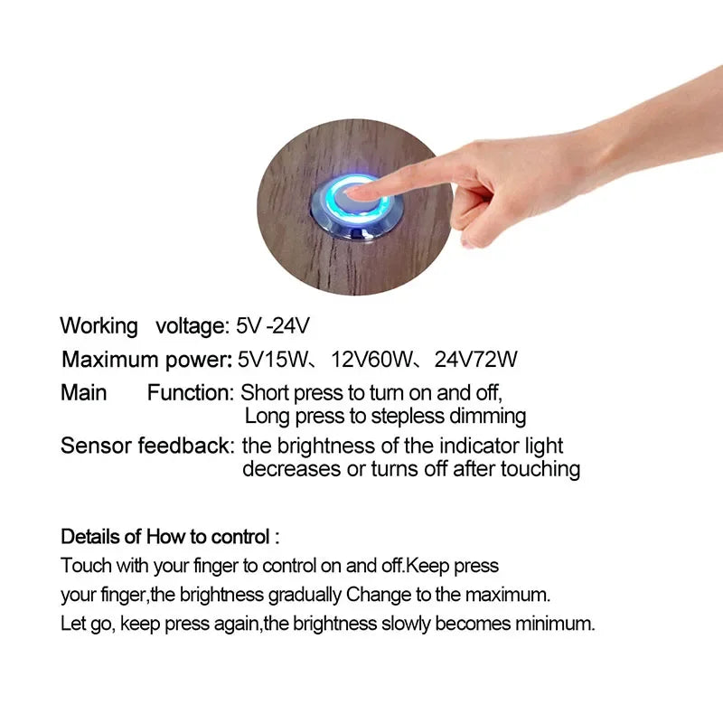 Led Dimmer 12v Touch Switches For LED Strip Light Step less Dimmable Brightness Controller DC 5V -24V Light Dimmer Button Control