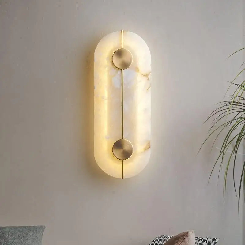 Nordic Modern Creative Marble Wall Lamp for Living Room Gold Copper Home Indoor Decoration LED Sconce Bedroom Bedside Round