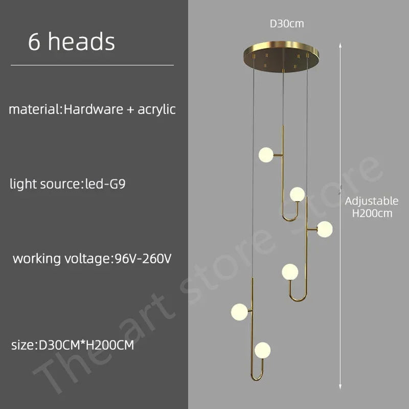 Modern Duplex Staircase LED Pendant Light - Living Room Long Hanging Lamp