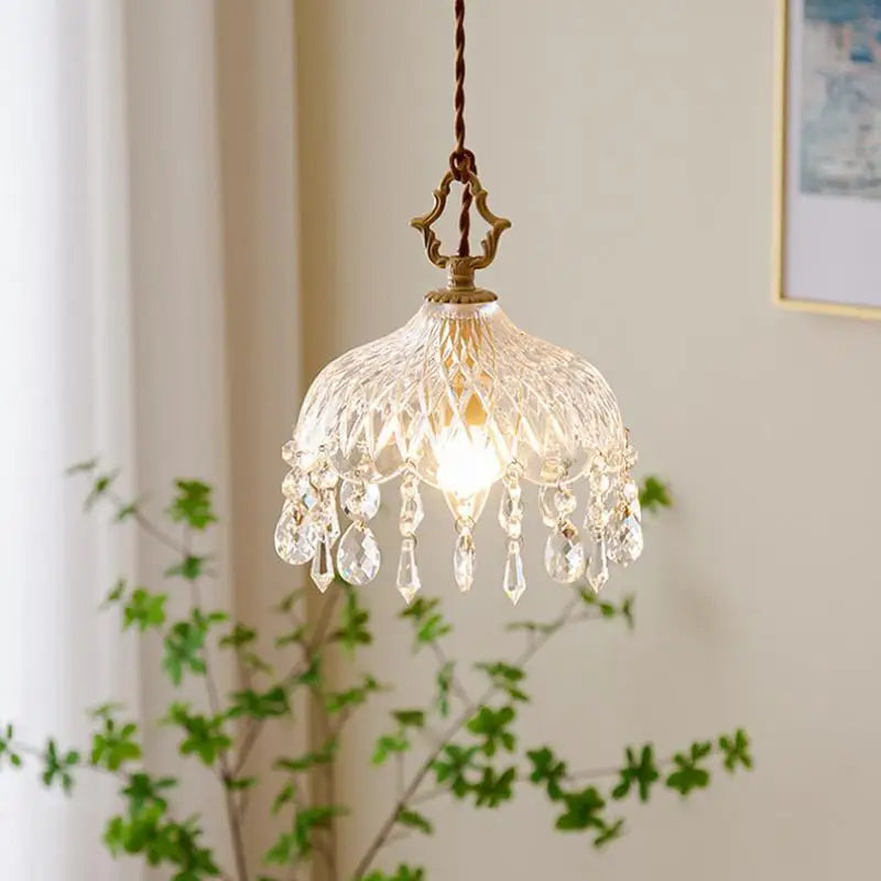 Vintage French Glass Pendant Lamp | Luxury Art Deco Ceiling Chandelier for Bedroom & Bar