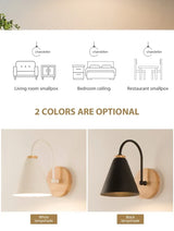 Nordic Wood Wall Sconce - Modern Timber Bedside Lamp for Bedroom & Living Room