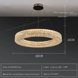 Round Crystal Chandelier Home Decoration Hanging Lamp Living Dinning Room Modern Crystal Pendant Light Kitchen Dimmable LED Lamp