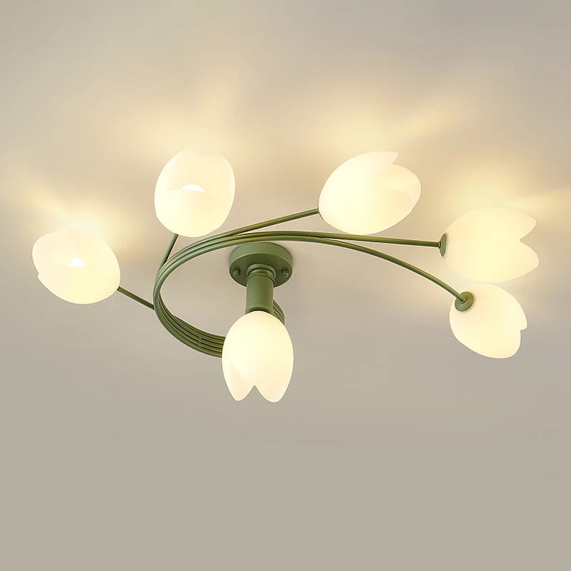 Ceiling Lights Bedroom LED Simple Modern Girl Children&#39;s Room Petal Decor Indoor Nordic Style Light Fixture Green