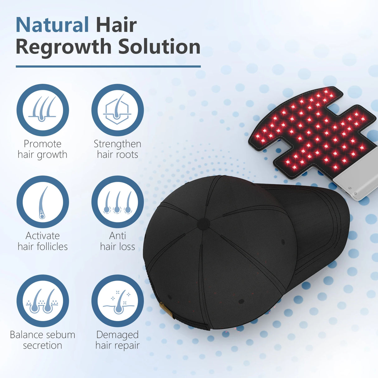 Hair Growth Cap Red Light Therapy Cap Device Anti Hair Loss Led Hair Growth Hat Near Infrared Relax Head Treatment 70x630nm