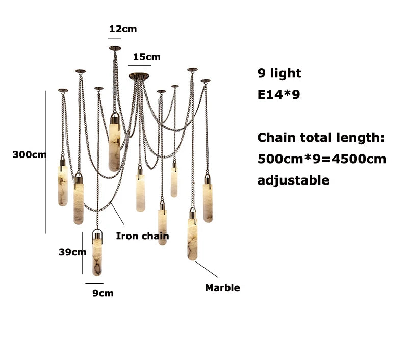 Marble Design Gold Chrome Dimmable LED Hanging Lamps 2026 Chandelier Suspension Luminaire Lampen For Dinning Room