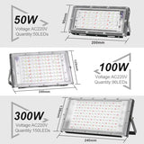 IP65 Waterproof RGB LED Flood Light (50W/100W/300W) AC220V - Outdoor Projector Spotlight with Remote Control & EU Switch Plug