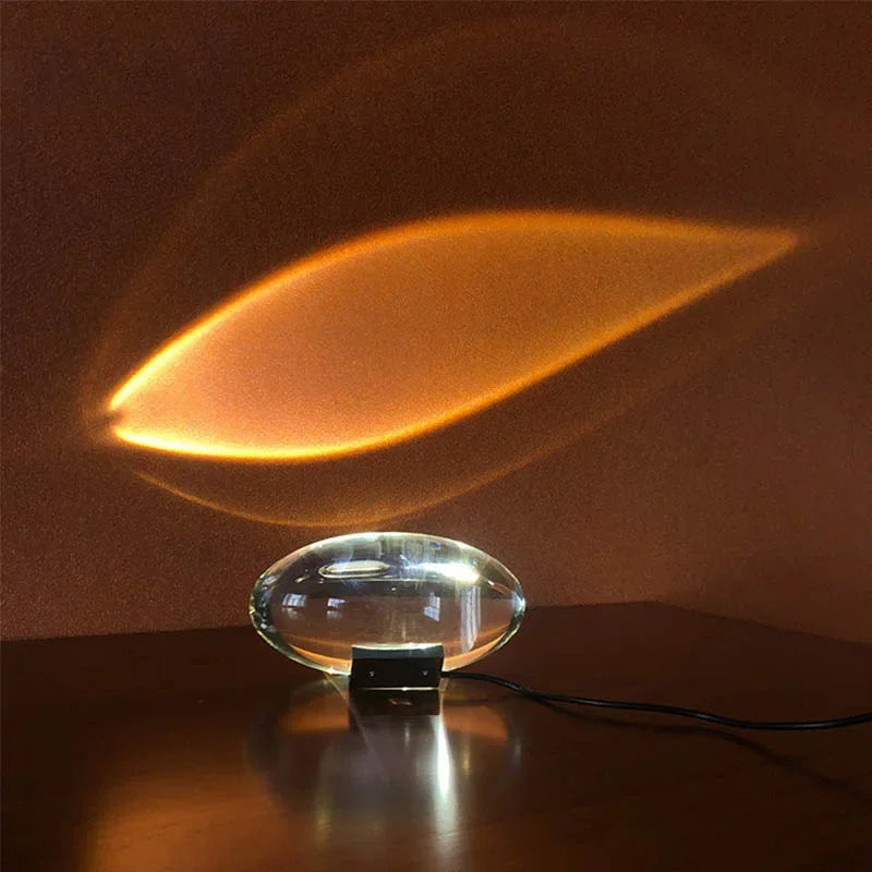 Italian Designer "Eye of the Sky" Table Lamp - Crystal LED Projector Light