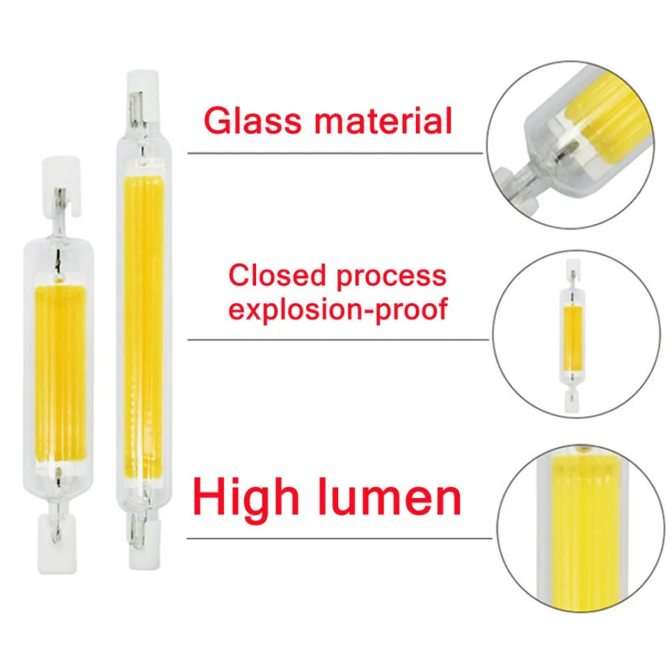 78mm 118mm Dimmable R7s LED COB Bulb Ceramic Glass Tube Light 6W 12W J Type CA E - Foto 7
