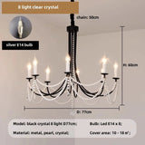 American Retro Candle Chandelier Living Room Black Metal E14 Led Pendant Lights Home Decor Pearl Led Lamparas Hanging Lamp