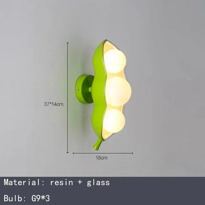 Art Deco LED Wall Lamp Modern Beige Green Pink Resin Hyacinth Bean Living Room Bedroom Aisle Restaurant G9 Bulb Lighting