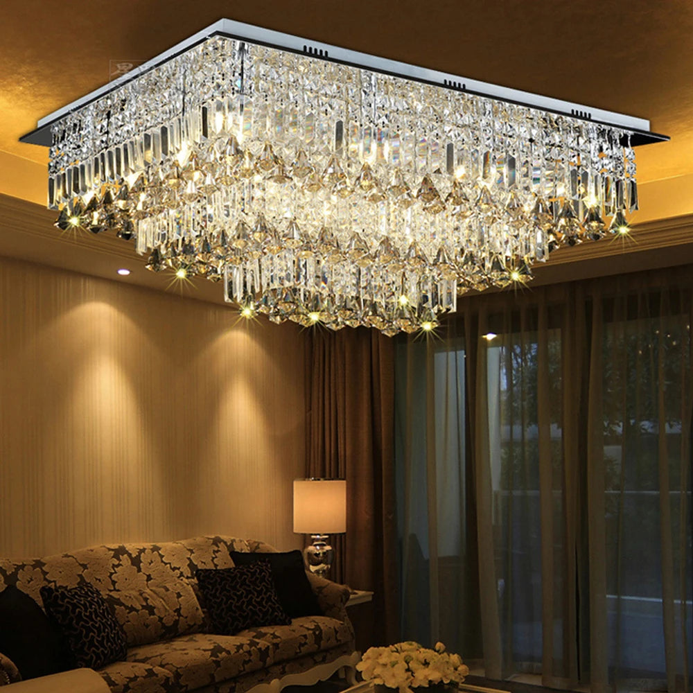 LED Crystal Stainless Steel Rectangle LED Lamp.LED Light.Ceiling Lights.LED Ceiling Light.Ceiling Lamp For Foyer Bedroom Hall