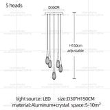 Modern Luxury Crystal Chandelier Hanging Staircas Water Droplet Pendent Lamp Villa Living Room Ceiling Light Attic Pendant Light