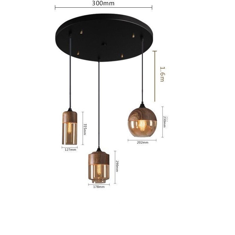 Nordic Modern LED Pendant Lights Fixtures Bedroom Dinning Living Room Light Wood Color Glass Hanging Lamp Luminaria