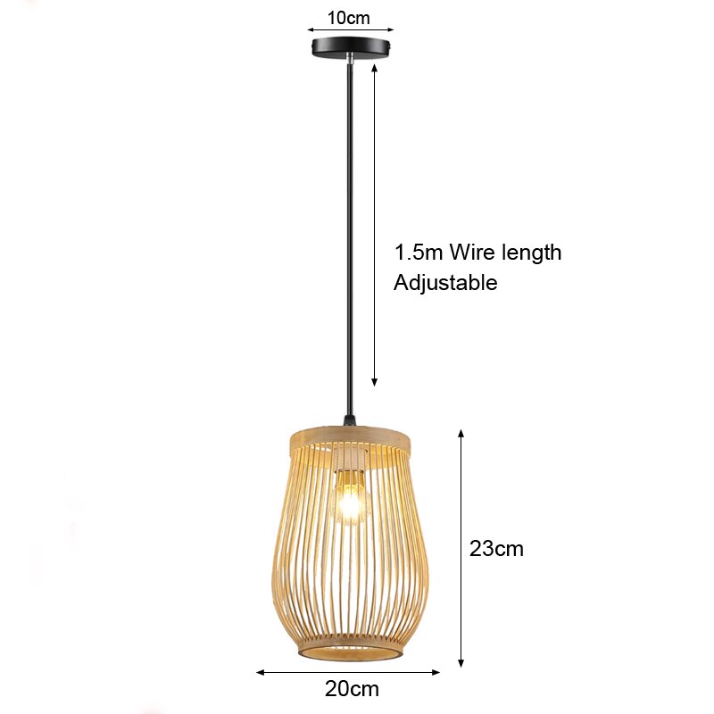 Bamboo Pendant Lamp Hand Knitted Chinese Style Weaving Hanging Lamps 18/19/30cm Restaurant Home Decor Lighting Fixtures