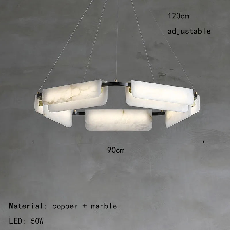 Nordic Marble Chandelier Modern White Stone Chandelier For Villa Living Room Bedroom Restaurant Decors LED Marble Pendant Lamp