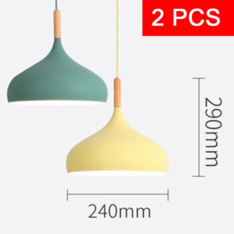 Multi Color Luster Pendant Lights Dia 16/17/24cm Restaurant Wood Hanging lighting Light Fixtures Modern E27 LED Loft Hang lamp