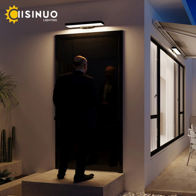 Modern LED Dusk-to-Dawn Motion Sensor Outdoor Wall Sconce - Black Exterior Light Fixture for House Front Door, Entryway, Garage & Balcony
