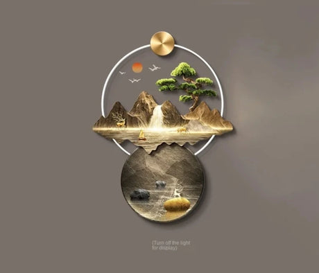 Light Luxury Corridor Home Decoration with Light Chinese Style Landscape Decorations Hanging Living Room Background Wall Decor