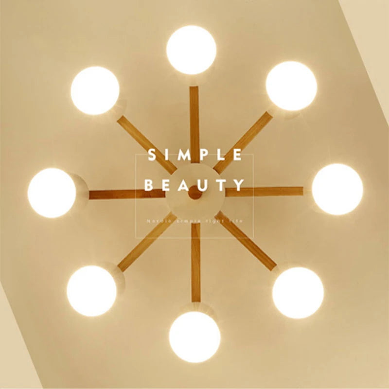 Nordic hotel solid wood E27 ceiling chandelier modern chandelier restaurant bedroom lamp living room lighting lamps wholesale