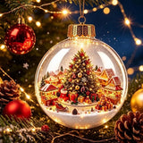 8cm Christmas Ball Ornament Transparent Acrylic Xmas Hanging Decoration with Light DIY Snowman Crystal Ball Christmas Decor