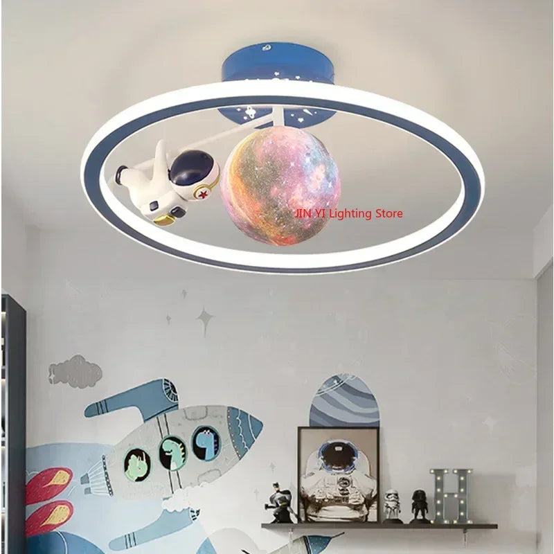 Cartoon Unicorn Bedroom Light Creative Astronaut Pendant Light  Simple Children's Room Light Eye Protection Stepless Dimming