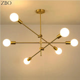Nordic Iron Gold Pendant Lamp - Geometric LED Light for Dining Room