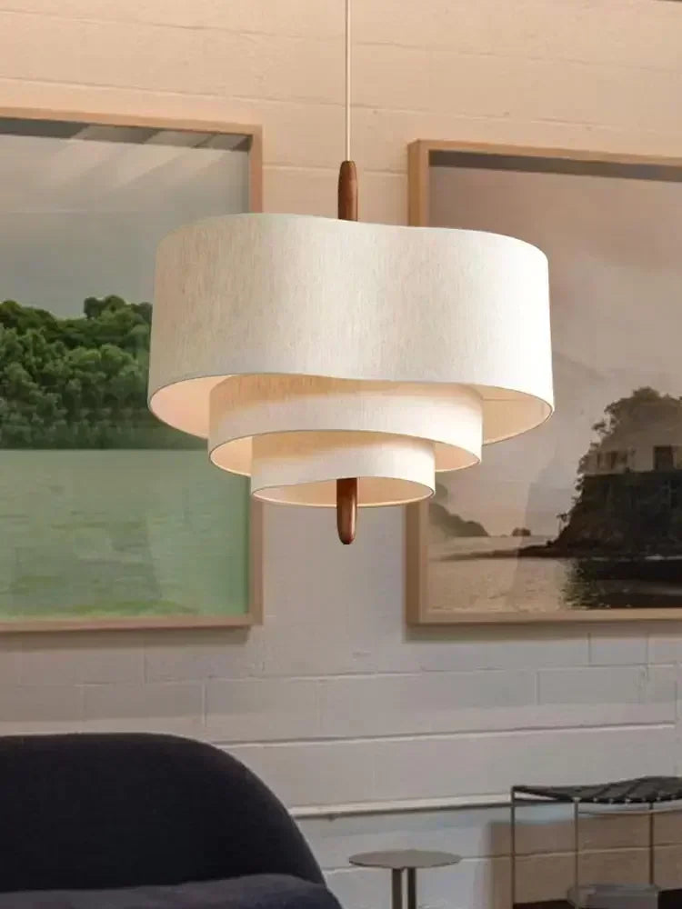 Japanese Wabi-Sabi Cloth LED Ceiling Chandelier - Minimalist Fabric Pendant Light Fixture for Living Room, Kitchen Island & Home Decor