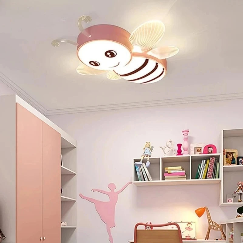 Modern Novelty Simplicity Cute Cartoon Bees LED Ceiling Lights Circlar Design Lamp for Chidren's Room Home Decoration Chandelier