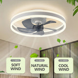 Silent & Stylish LED Ceiling Fan With Remote Control - 6-Speed, 60W Reversible Fan For Bedroom, Study, Restaurant, And More!