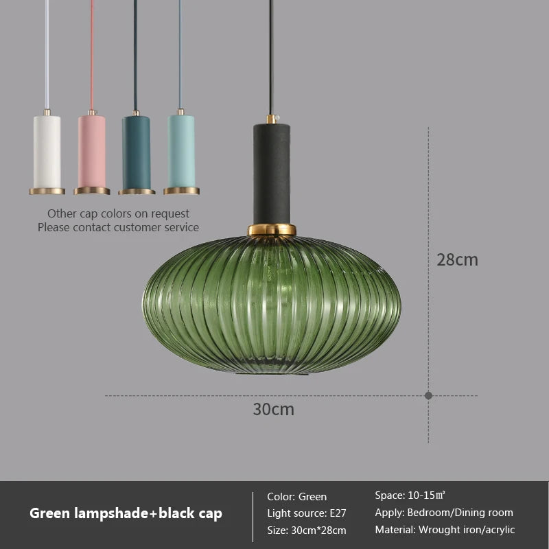 Nordic Retro restaurant colorful Glass pendant lights Creative living room Lamp Simple bedside lamp LED E27 light