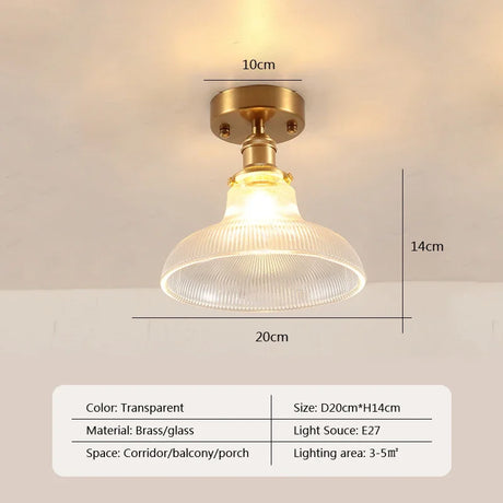 Retro LED Glass Ceiling Lights Nordic Brass Flower Aisle Decors Fixtures Living Room Corridor Balcony lamp Home Lighting Lusters'