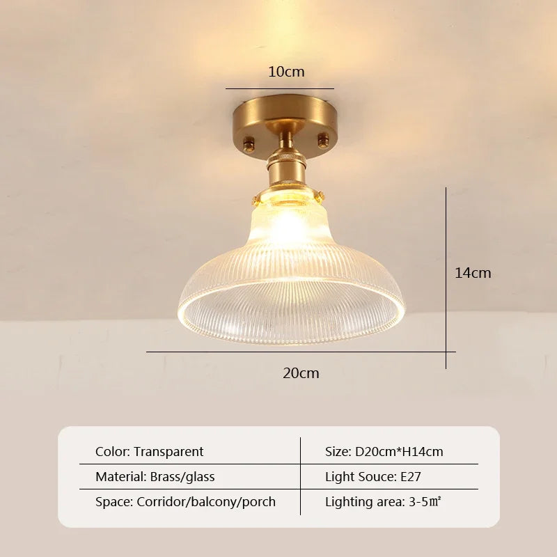 Retro LED Glass Ceiling Lights Nordic Brass Flower Aisle Decors Fixtures Living Room Corridor Balcony lamp Home Lighting Lusters&#39;