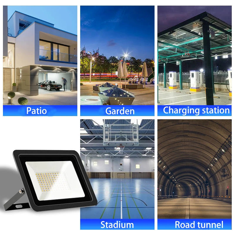 IP68 Waterproof LED Flood Light AC220V (10W–100W) - Heavy-Duty Outdoor Garden Projector Spotlight & Wall Light