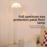 Bohemian Faux Feather Fabric LED Floor Lamp - Dimmable Princess Soft Glow Standing Light Fixture for Girls Room, Bedroom & Nursery Decor