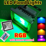 NEW 7 Color RGB LED Spotlight With Remote 10W 20W 30W 50W IP65 Waterproof for Outdoor Garden Projector Lighting LED Flood Lights