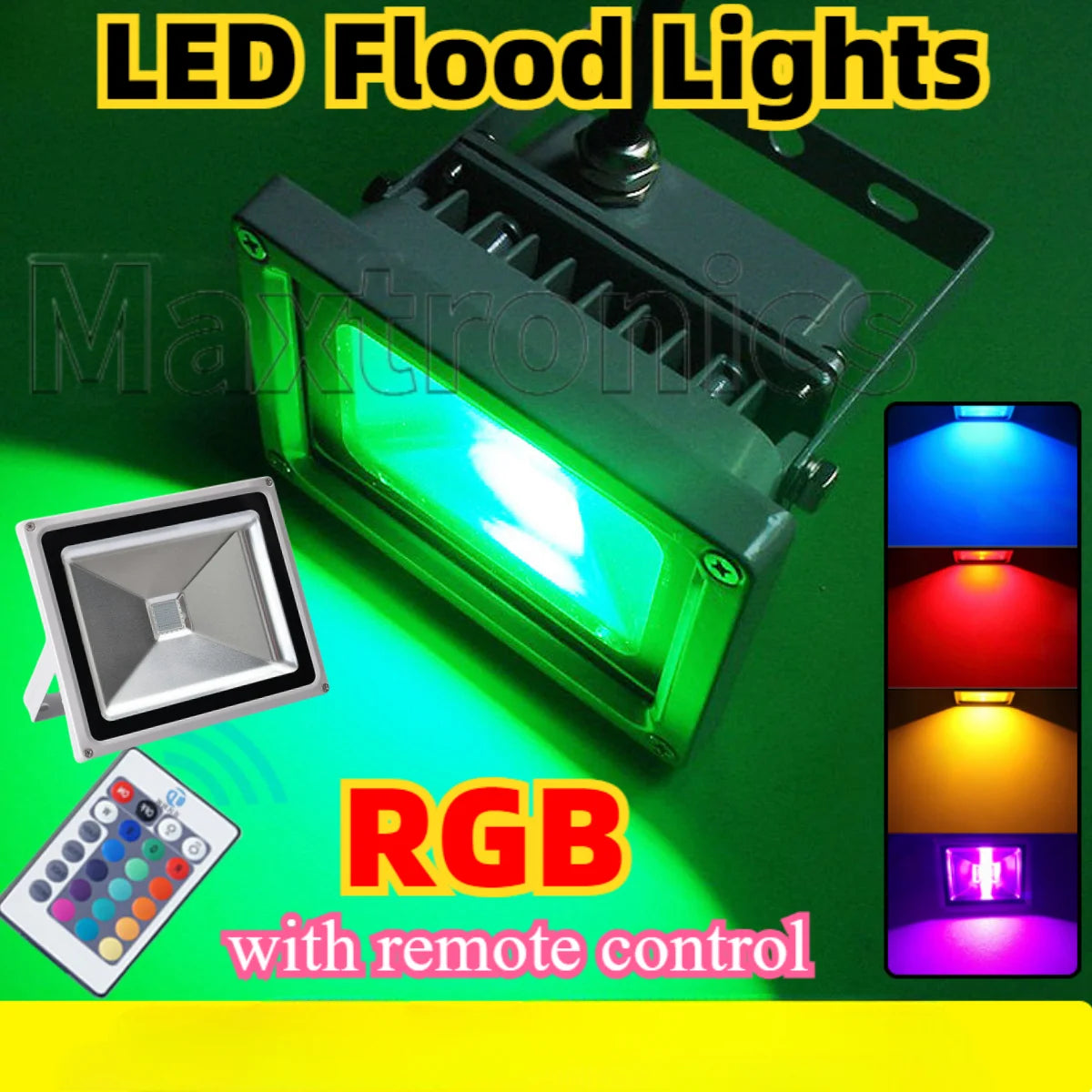 NEW 7 Color RGB LED Spotlight With Remote 10W 20W 30W 50W IP65 Waterproof for Outdoor Garden Projector Lighting LED Flood Lights