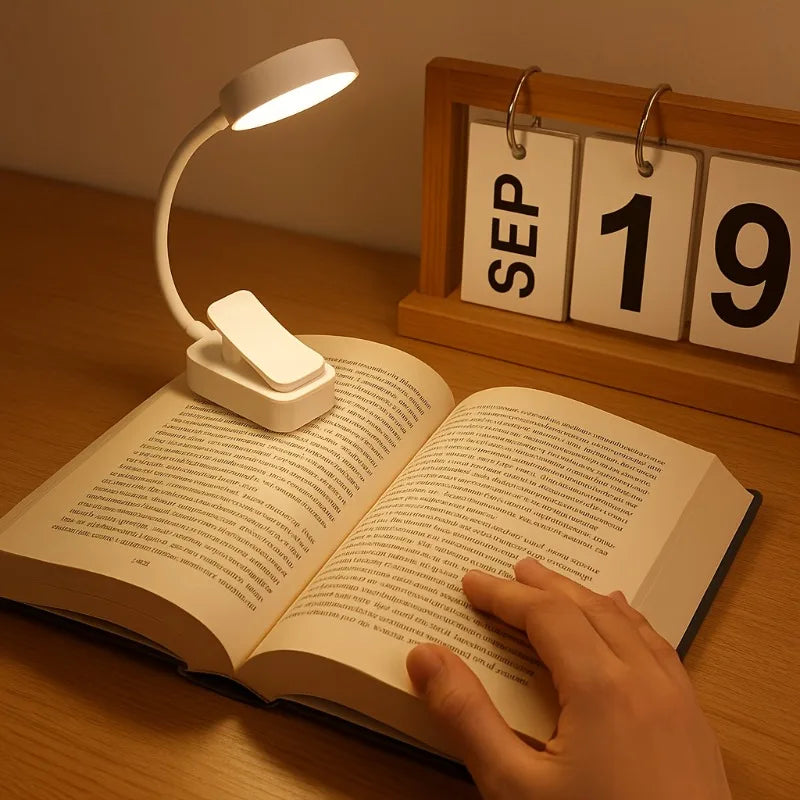 USB Rechargeable LED Book Light - 3 Color Modes Dimmable Reading Lamp