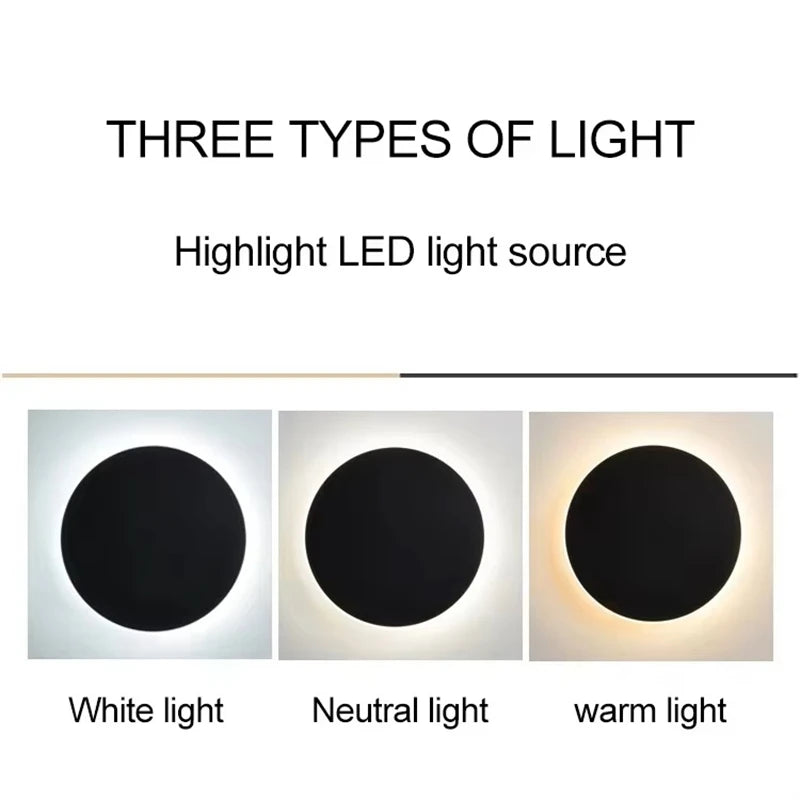 Modern Minimalist Round LED Wall Lamp - Touch Switch & Motion Sensor Porch Light