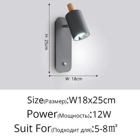 Nordic Macaron Wall Sconce Rotatable With Switch TV Background Wall Lights Modern Bedroom Bedside Aisle Home Reading Wall Lamps