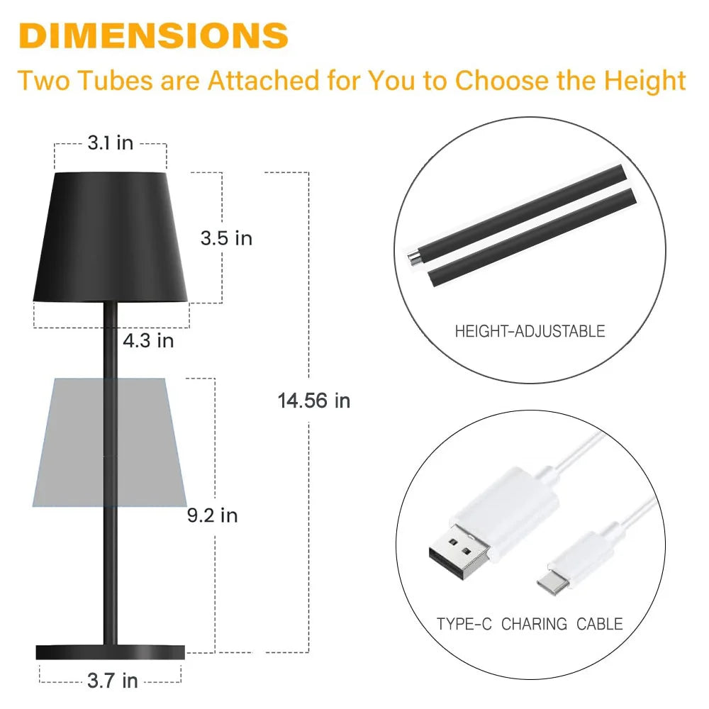 Simple 2400mAh LED Rechargeable Touch Table Lamp Three Colors Bedside Creative Ambient Light Bar Outdoor Decoration Night Light