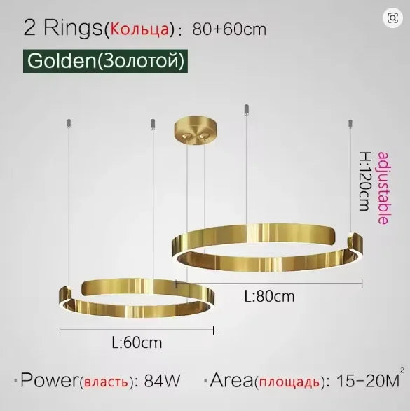 Modern Salon Design Ring Ceiling Chandelier Dining Room Pendant Lamp Bedroom Home LED Lighting Fixtures