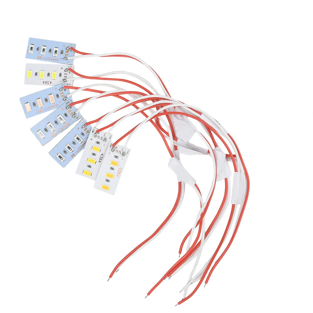 5-Pack 1.5W 5V 5730 SMD LED Color Lamp Boards with Wires - High-Brightness Light Source Modules (Red, Yellow, Green, Blue, Warm White)