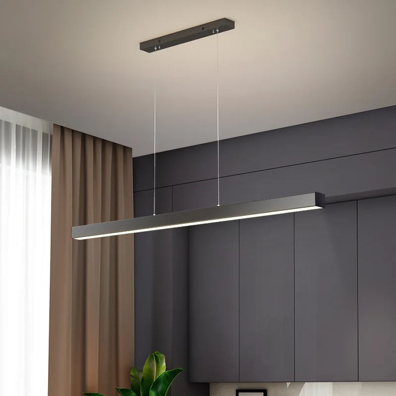 LED restaurant pendant light, dining table lighting, kitchen bar light, linear light, office pendant light, modern and minimalis